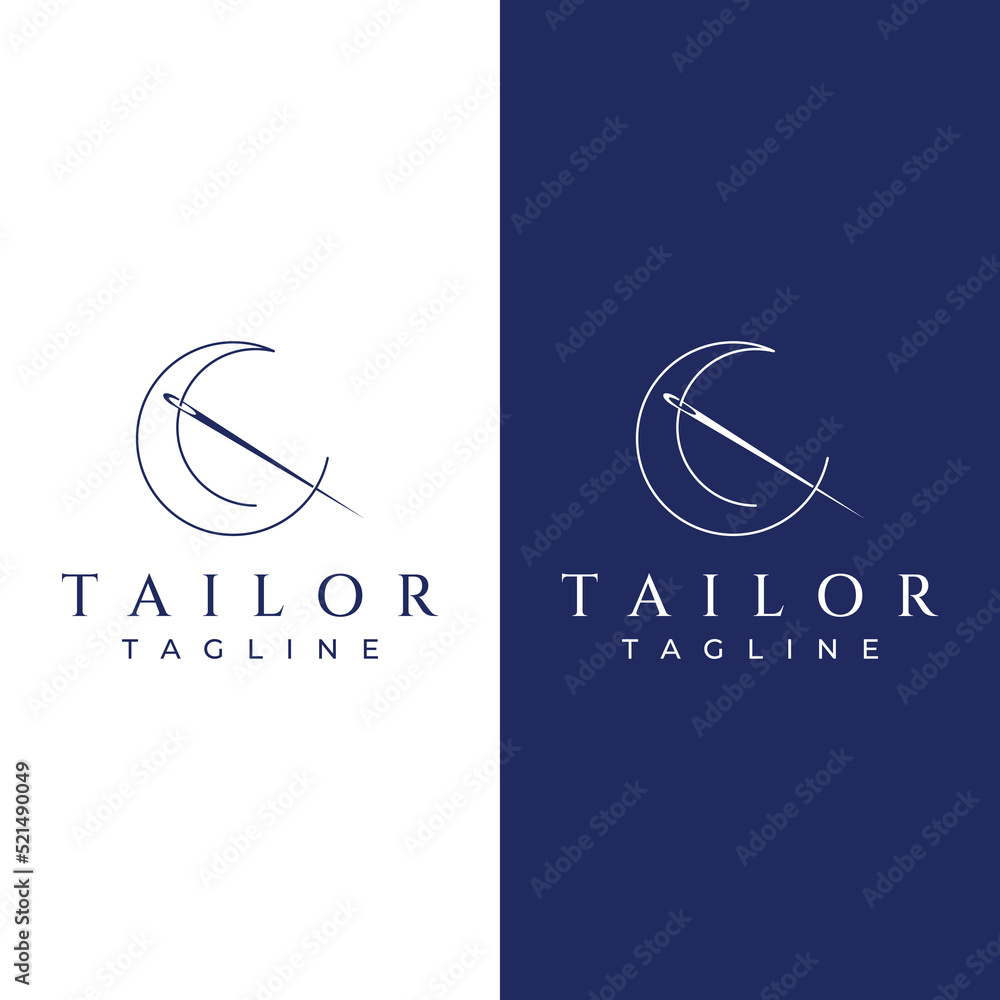 Tailor silhouette logo with needle, thread, benik and sewing machine ...