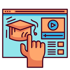 Wall Mural - elearning line icon
