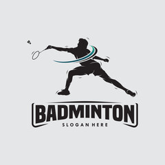 Sticker - jump smash badminton silhouette logo design