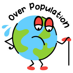 Poster - A flat colored icon of world population 