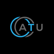 ATU Logo Monogram Isolated On Circle Element Design Template, ATU Letter Logo Design On Black Background. ATU Creative Initials Letter Logo Concept. ATU Letter Design.

