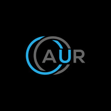 AUR Logo Monogram Isolated On Circle Element Design Template, AUR Letter Logo Design On Black Background. AUR Creative Initials Letter Logo Concept. AUR Letter Design.
