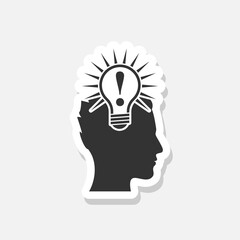 Canvas Print - Glowing light bulb in the head sticker icon. Idea Symbol