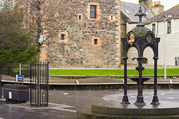 Fountain for Queen Victoria's golden jubilee in 1897 next to Saint Johns Castle Stranraer Scotland