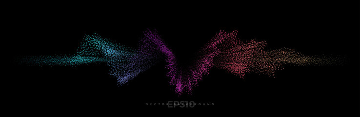 Wall Mural - abstract colorful dynamic particle wave graphic vector illustration for multipurpose usage like tech