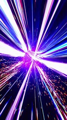 Wall Mural - 3d rendered vertical animation of high speed colorful lights flying through the galaxy