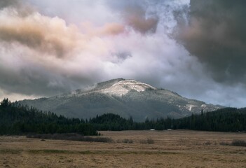 Beautiful mountainous landscape under a cloudy sky in Idaho, USA