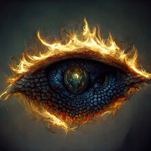 Dragon Eye, Burning With Flames And Fire, Scales