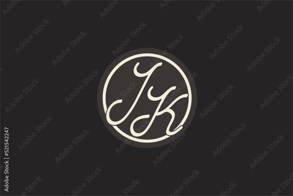 Initial letter JK monogram logo with simple and creative cirle line ...