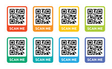 Scan Me QR Code Vector Icon Set Colorful Template Symbol Illustration.