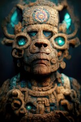 Mayan statue of a god, mystical, magical