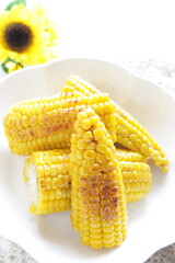 Wall Mural - Butter grilled Japanese sweet corn for summer food image