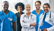 © Delmaine Donson/peopleimages.com - Team or group of a doctor, nurse and medical professional colleagues or coworkers standing in a hospital together. Portrait of diverse healthcare workers looking confident and happy about medicine