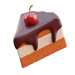 3d illustration of chocolate cake with cherry