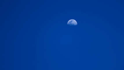 Wall Mural - blue sky background with moon. moon backdrop.