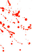 Drops Of Red Paint On A White Background.