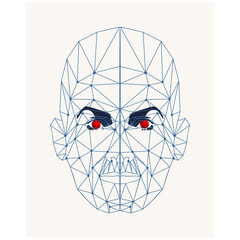 Wall Mural - wireframe mesh head shape consisting of connected dots and lines. human face silhouette