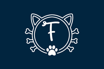 Cat Monogram Letter F Logo Designs.