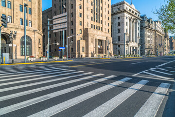 Wall Mural - clean urban road with modern building in the city