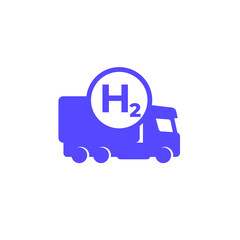 Canvas Print - hydrogen truck icon, hydrogen-powered vehicle