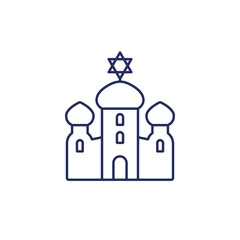 Wall Mural - synagogue line icon, jewish house of worship