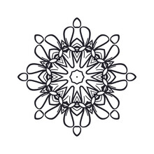 Black Mandala Pattern Sketch On A White Background
