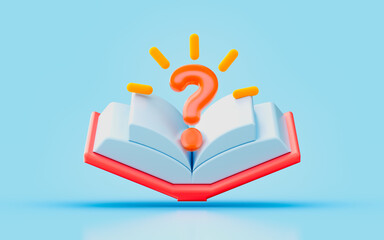 Wall Mural - book question mark sign 3d render concept for educational subject confusing storyline