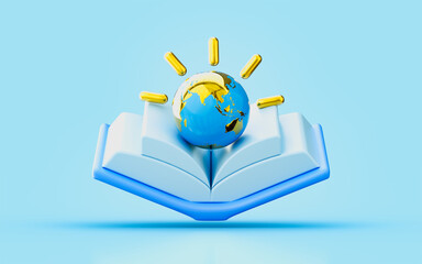 Wall Mural - textbook and globe sign 3d render concept for international education celebration day