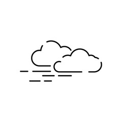 Poster - Weather, meteorology vector line icon illustration. Cloud and cloudy autumn weather. Rain and rainy or Windy