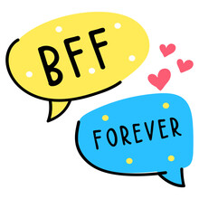 A Cute Hand Drawn Flat Sticker Of Best Friendship