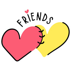 Sticker - A cute hand drawn flat sticker of best friendship