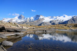 Fototapeta Góry - The black lake in the plateau of Emparis in the french alps