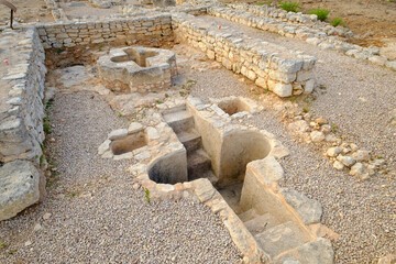 basilica paleocristiana Son Peretó , baptisterio, con doble piscina bautismal, siglos V-VI d.C, Manacor,  Mallorca, balearic islands, spain, europe