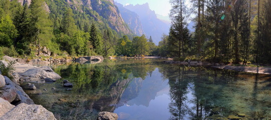 Wall Mural - lago della val di mello in italia, mello valley lake in italy 