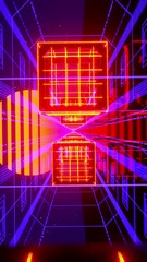 Wall Mural - abstract geometric background, fluorescent ultraviolet light, glowing neon lines, rotating tunnel