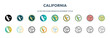 california icon in 18 different styles such as thin line, thick line, two color, glyph, colorful, lineal color, detailed, stroke and gradient. set of california vector for web, mobile, ui