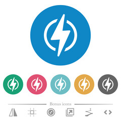 Poster - Lightning in circle outline flat round icons