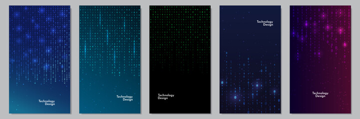 vector illustration. binary code background. software programming concept. glowing numbers and dots.