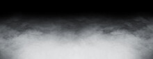 Abstract Smoke Texture Frame Over Dark Black Background. Fog In The Darkness.