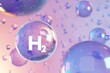 Flying transparent hydrogen molecule on a pink purple background 3D illustration