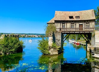 Wall Mural - The Old Mill of Vernon on Seine River