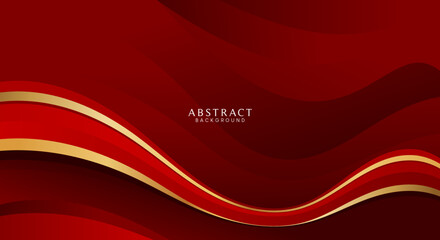 Wall Mural - Abstract luxury red and gold background modern concept vector art
