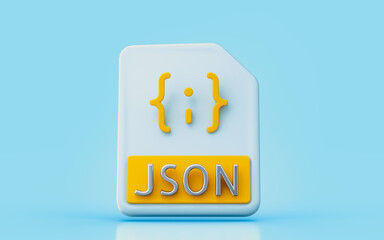JSON document file sign 3d render concept for mobile application developer ux ui design