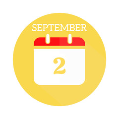 September 2 calendar flat icon