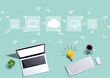 © Tierney - Cloud computing with computers with a light bulb from above
