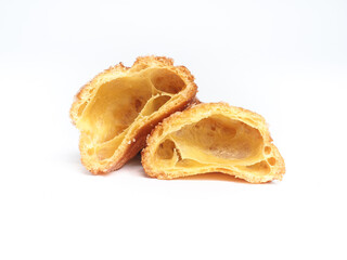 Canvas Print - Half cut choux pastry on white background