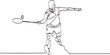 Continuous one line art minimalist vector: Badminton racquet sport