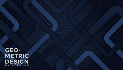 Wall Mural - Abstract modern dark blue overlap geometric background