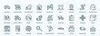 © Farahim - special lineal delivery and logistic icons set. outline icons such as free delivery, warehouse, ship by sea, delivery by bike, home clipboard, day, inspection, zip code, truck line icons.