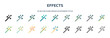 effects icon in 18 different styles such as thin line, thick line, two color, glyph, colorful, lineal color, detailed, stroke and gradient. set of effects vector for web, mobile, ui